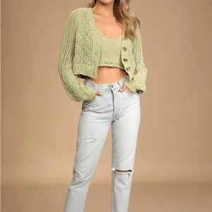 Lulus Double Cozy Sage Green Chenille Two-Piece Sweater Set